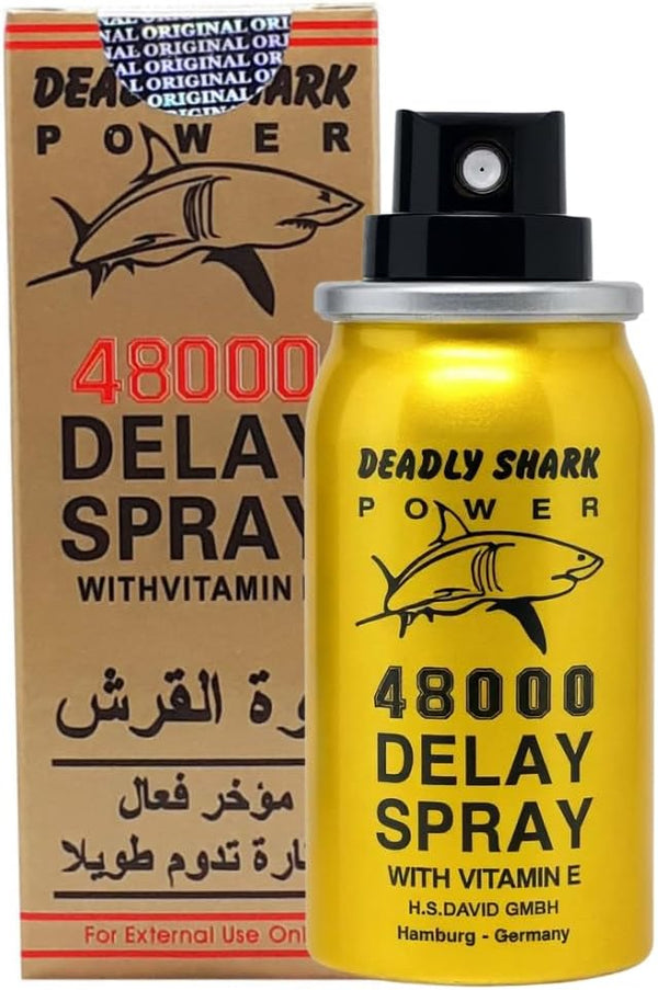 Deadly Shark Power 48000 Delay Spray for Men | Last Longer in Bed | 150 Sprays | Desensitizing for Premature Ejaculation PE | 45ml | Helps Prolong and Control Climax