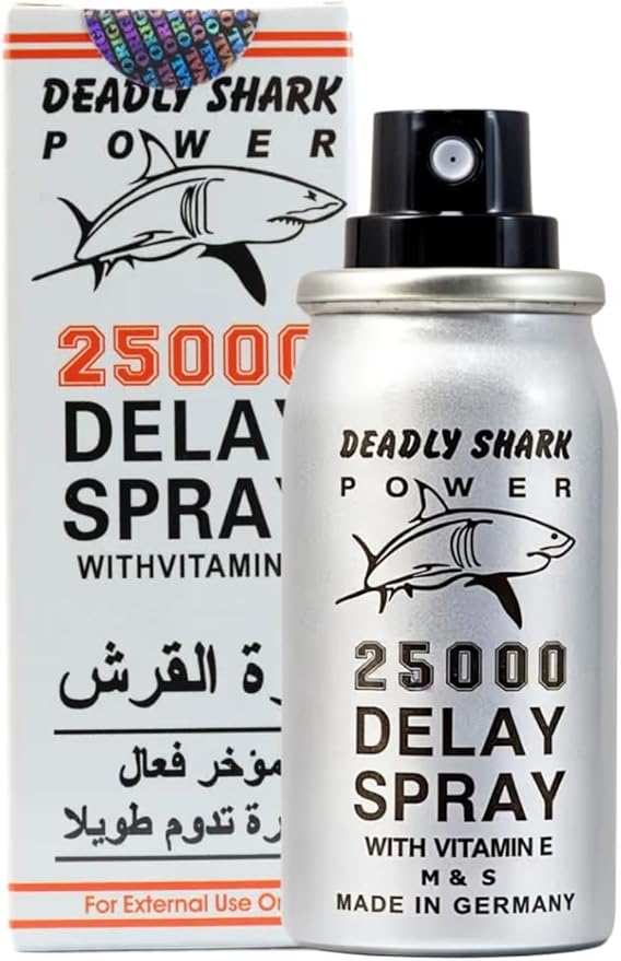 Deadly Shark 25000 Delay Spray for Men | Last Longer in Bed | 150 Sprays | Desensitizing for Premature Ejaculation PE | 45ml | Helps Prolong and Control Climax